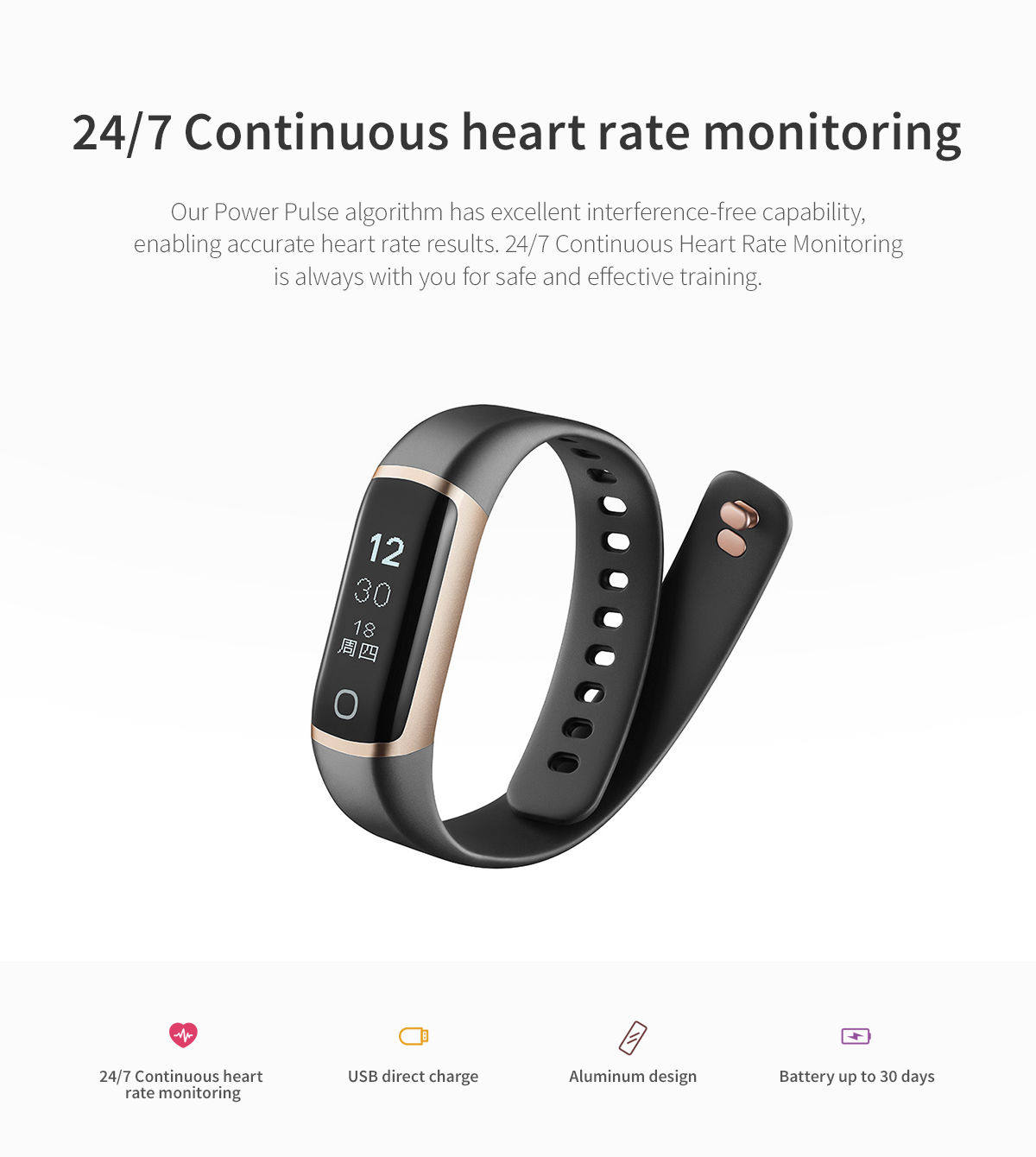Transtek Waterproof Smart Watch Fitness Tracker Band 3S, Waterproof